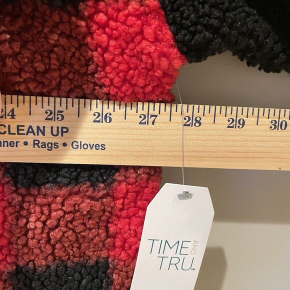 Time And Tru Red Buffalo Plaid Sherpa Sweater Women’s Plus Size 2X NEW - Picture 4 of 6